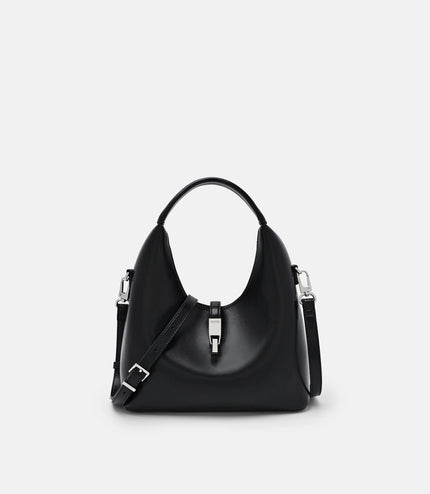 Hitch Leather Hobo Bag - Black