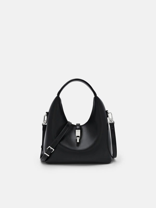 Hitch Leather Hobo Bag - Black
