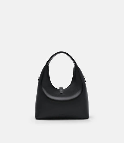 Hitch Leather Hobo Bag - Black