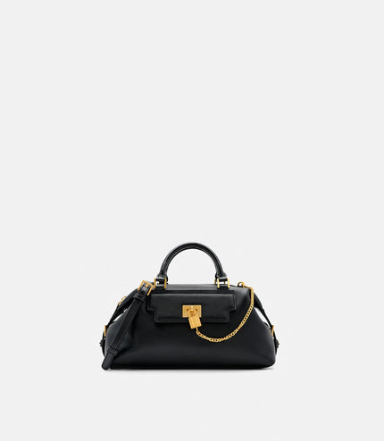 Mirelle Leather Bowling Bag - Black