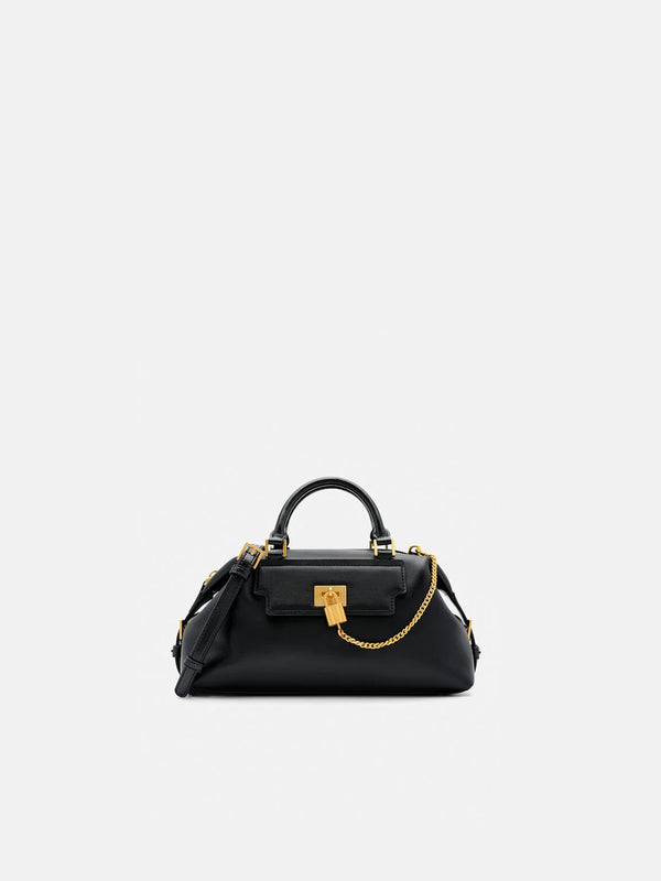 Mirelle Leather Bowling Bag - Black