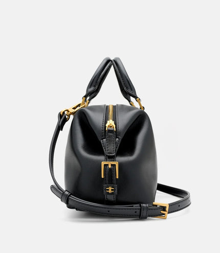 Mirelle Leather Bowling Bag - Black