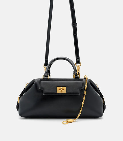 Mirelle Leather Bowling Bag - Black