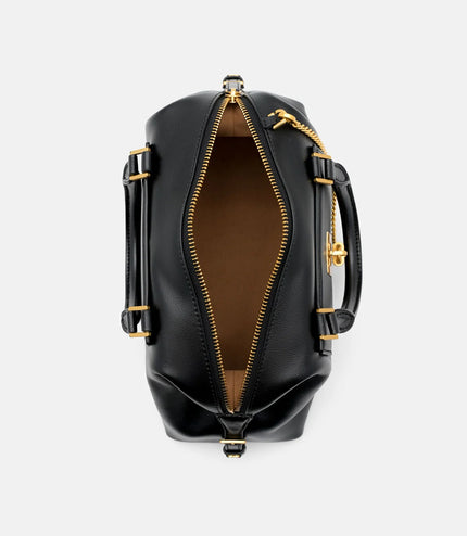 Mirelle Leather Bowling Bag - Black