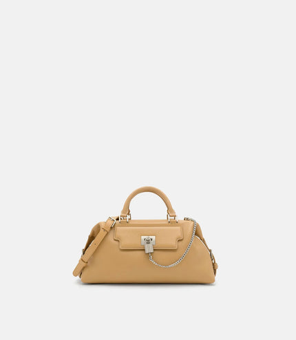Mirelle Leather Bowling Bag - Camel