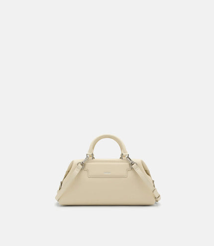 Mirelle Leather Bowling Bag - Beige Tumble