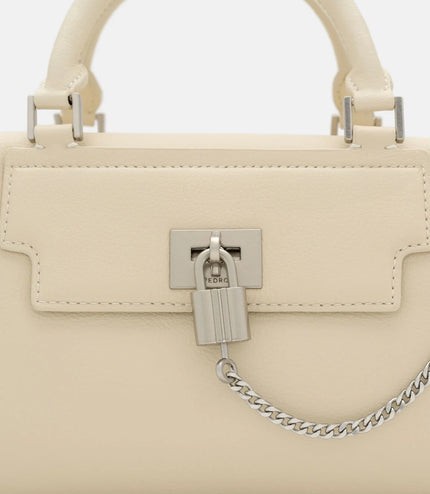 Mirelle Leather Bowling Bag - Beige Tumble
