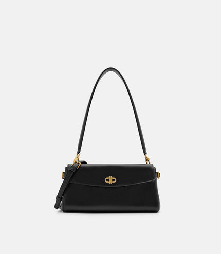 Emory Leather Shoulder Bag - Black