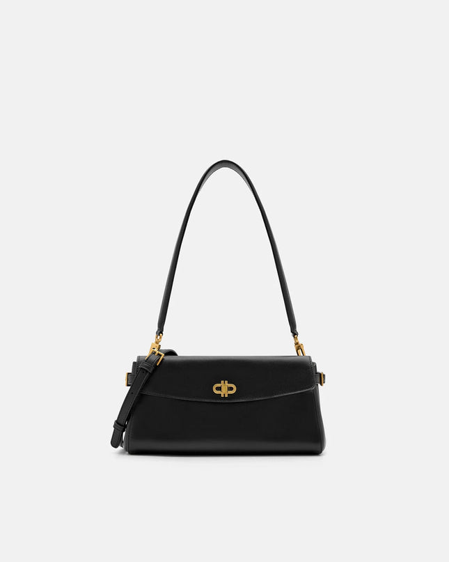 Emory Leather Shoulder Bag - Black