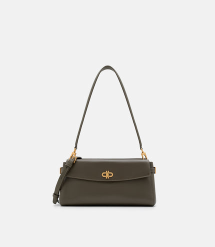 Emory Leather Shoulder Bag - Dark Olive