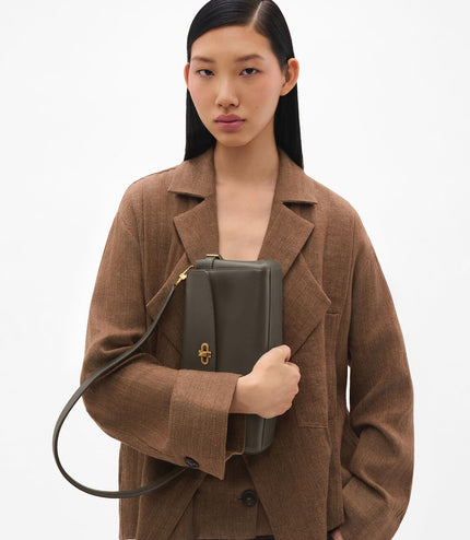 Emory Leather Shoulder Bag - Dark Olive