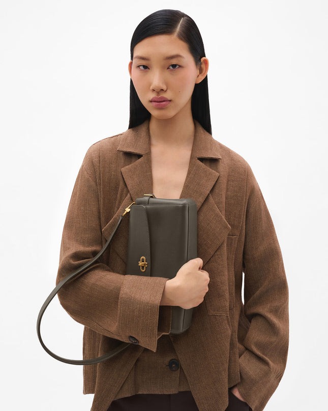 Emory Leather Shoulder Bag - Dark Olive