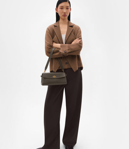 Emory Leather Shoulder Bag - Dark Olive