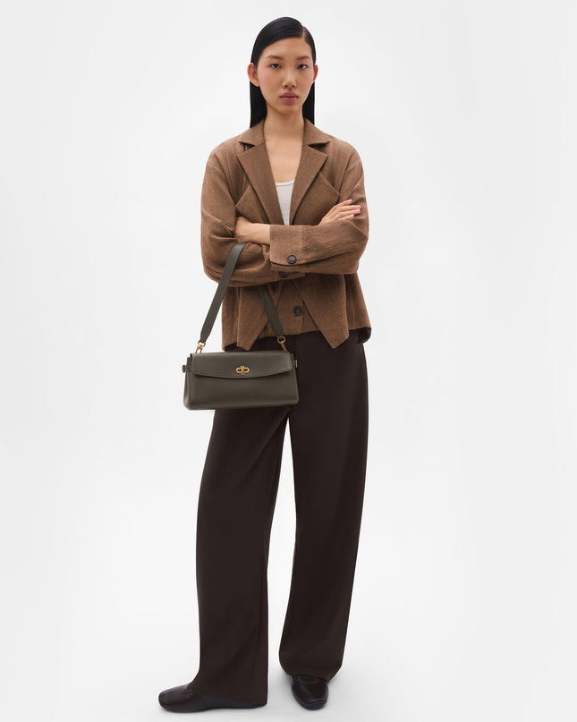 Emory Leather Shoulder Bag - Dark Olive