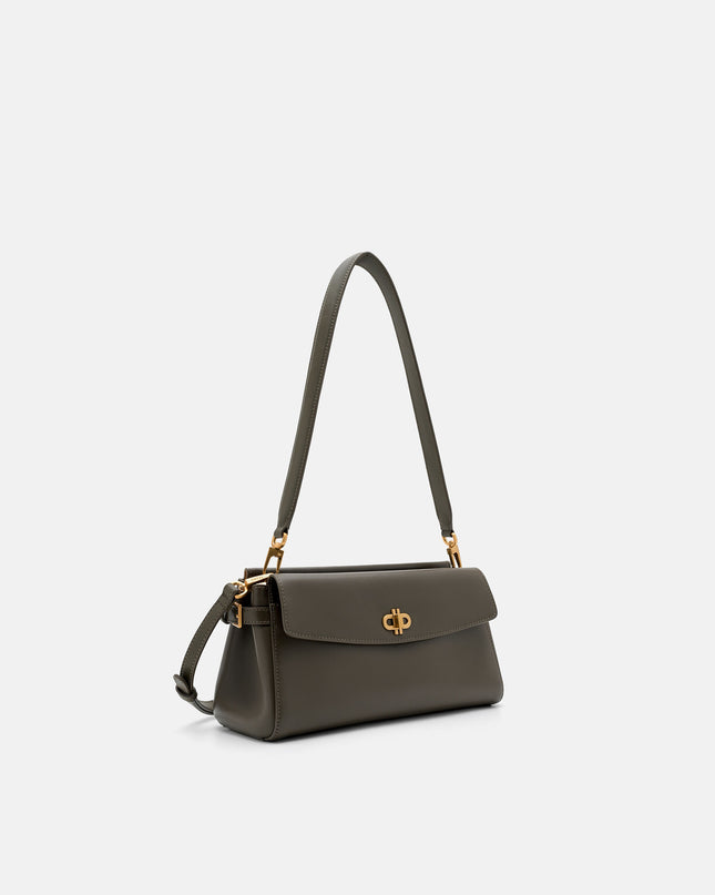 Emory Leather Shoulder Bag - Dark Olive