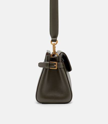 Emory Leather Shoulder Bag - Dark Olive