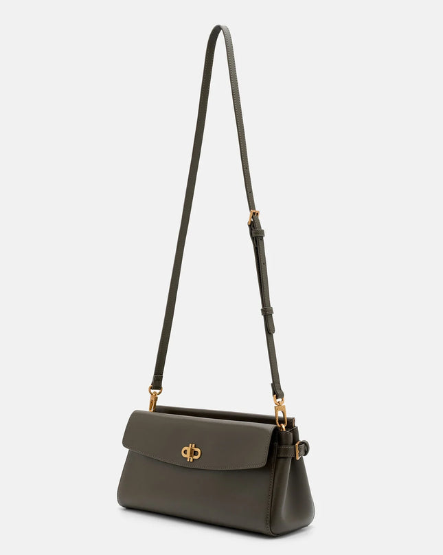 Emory Leather Shoulder Bag - Dark Olive