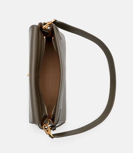 Emory Leather Shoulder Bag - Dark Olive