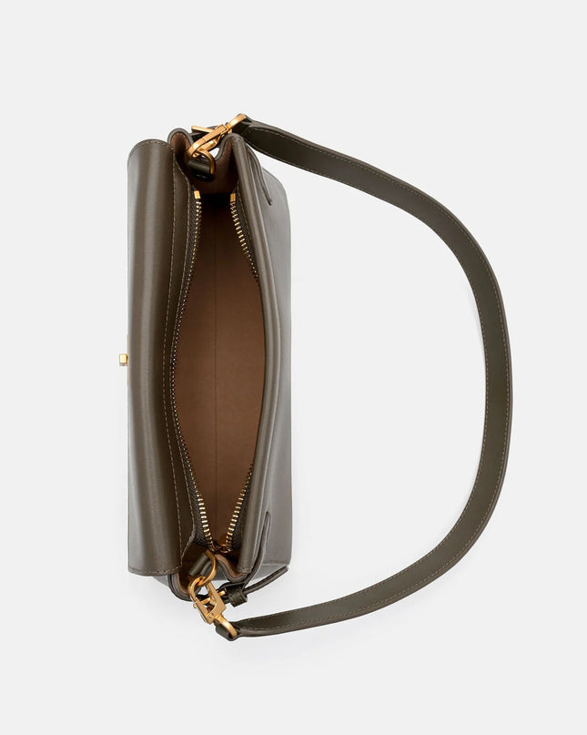 Emory Leather Shoulder Bag - Dark Olive