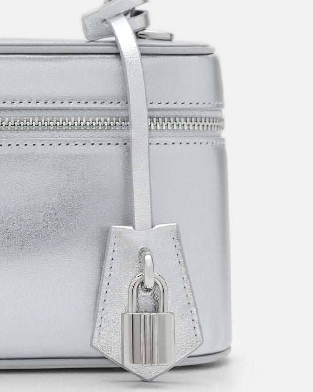 Ari Leather Shoulder Bag - Silver