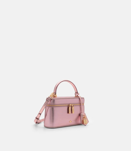 Ari Leather Shoulder Bag - Pink Metallic