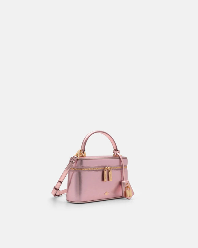 Ari Leather Shoulder Bag - Pink Metallic
