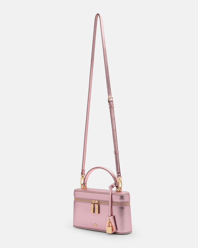 Ari Leather Shoulder Bag - Pink Metallic