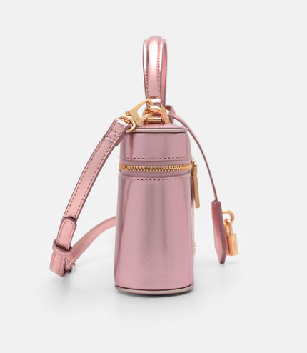 Ari Leather Shoulder Bag - Pink Metallic