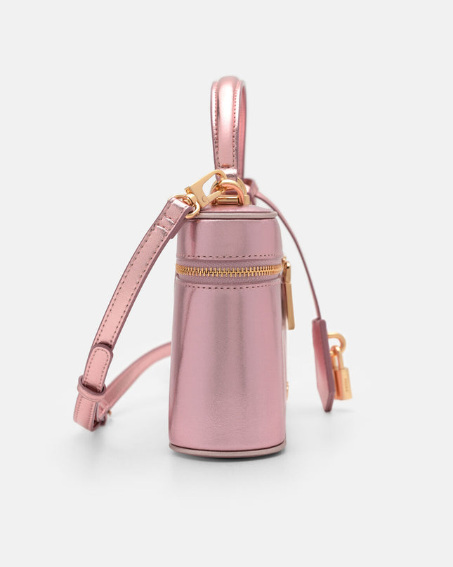 Ari Leather Shoulder Bag - Pink Metallic
