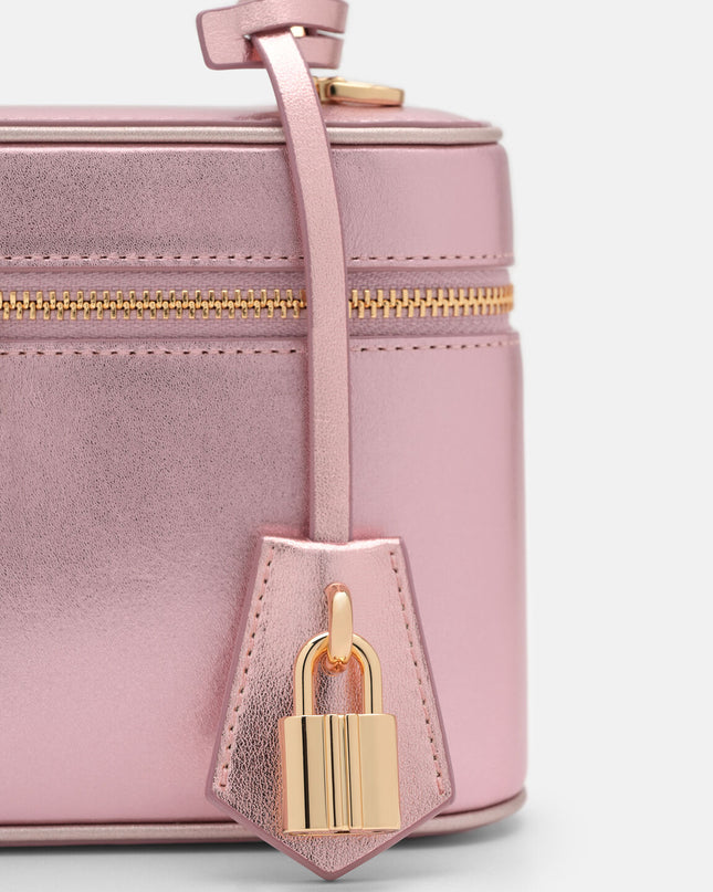 Ari Leather Shoulder Bag - Pink Metallic