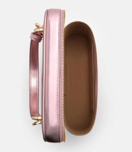 Ari Leather Shoulder Bag - Pink Metallic