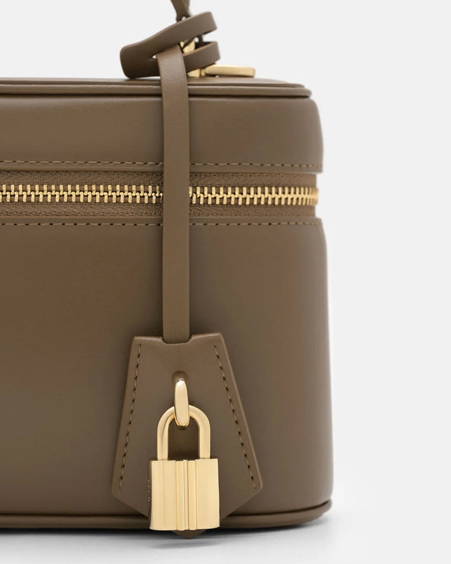 Ari Leather Shoulder Bag - Dark Taupe