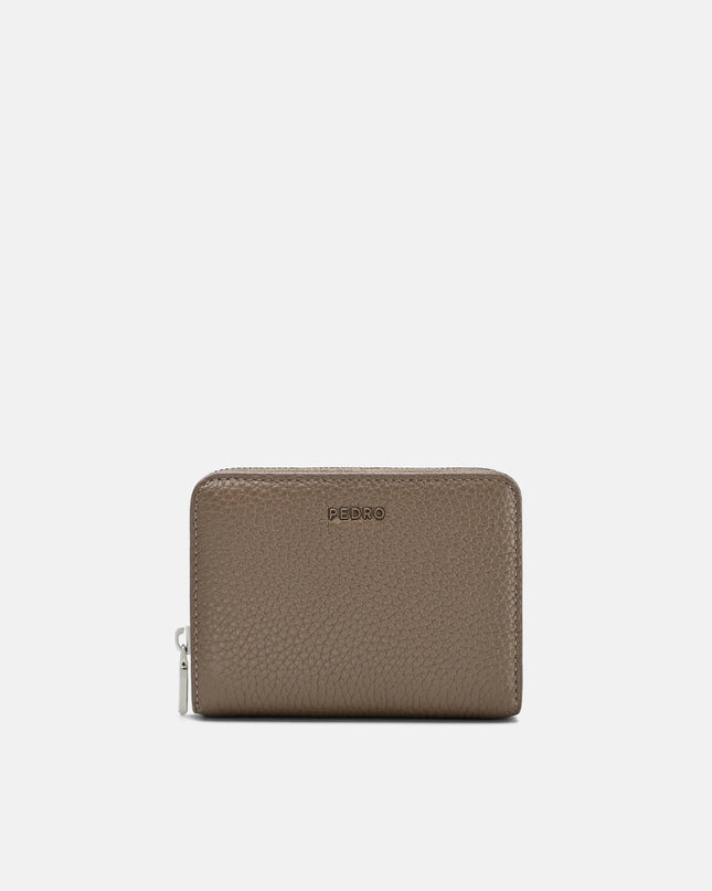 Tumbled Leather Bi-Fold Zip Wallet - Dark Taupe Tumble