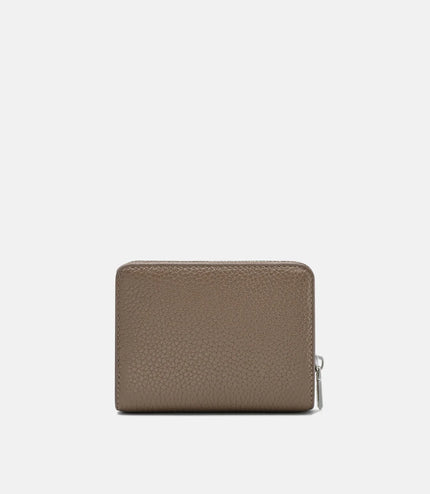 Tumbled Leather Bi-Fold Zip Wallet - Dark Taupe Tumble