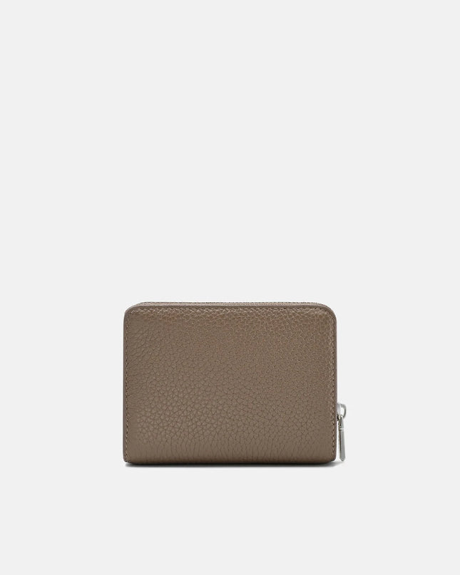 Tumbled Leather Bi-Fold Zip Wallet - Dark Taupe Tumble