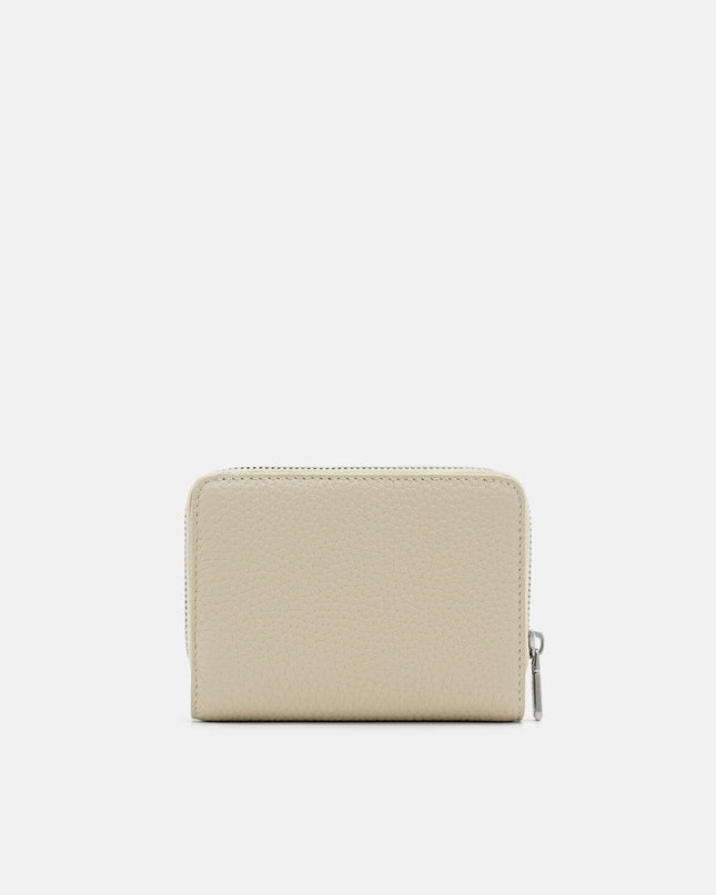 Tumbled Leather Bi-Fold Zip Wallet - Beige Tumble