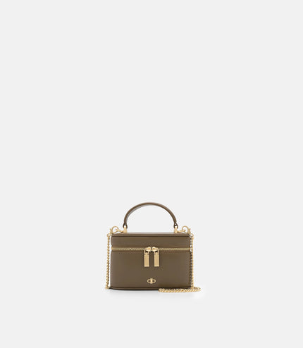 Ari Leather Vanity Case - Dark Taupe
