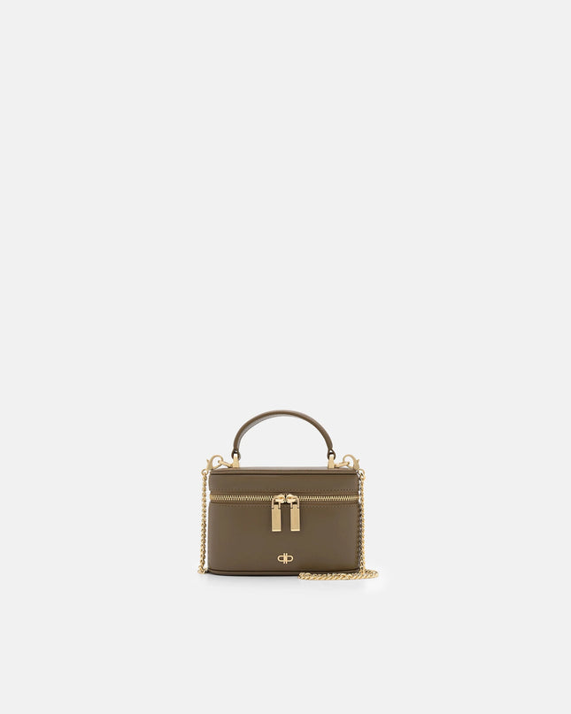 Ari Leather Vanity Case - Dark Taupe