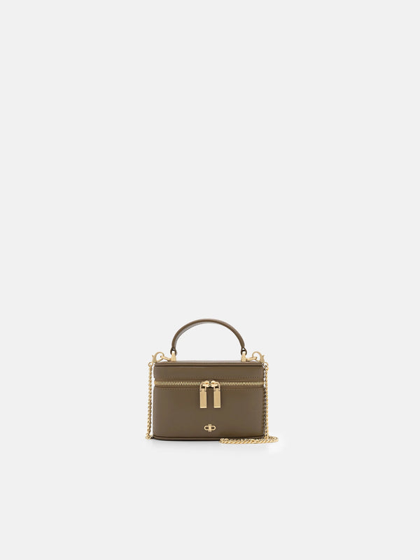 Ari Leather Vanity Case - Dark Taupe