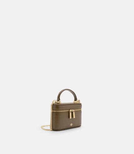 Ari Leather Vanity Case - Dark Taupe