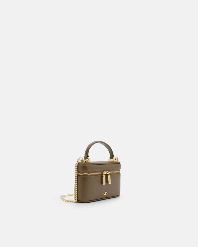 Ari Leather Vanity Case - Dark Taupe