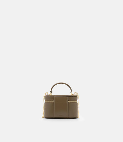 Ari Leather Vanity Case - Dark Taupe