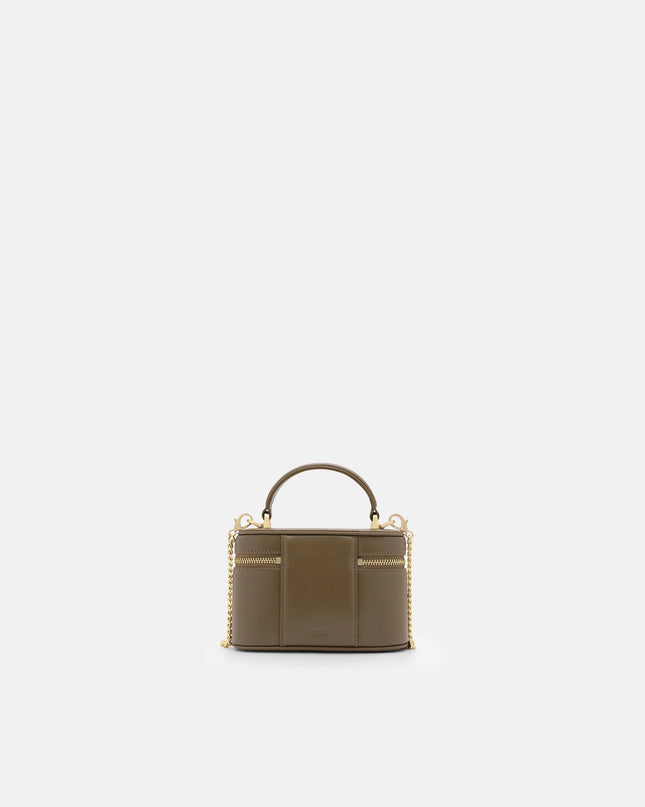Ari Leather Vanity Case - Dark Taupe