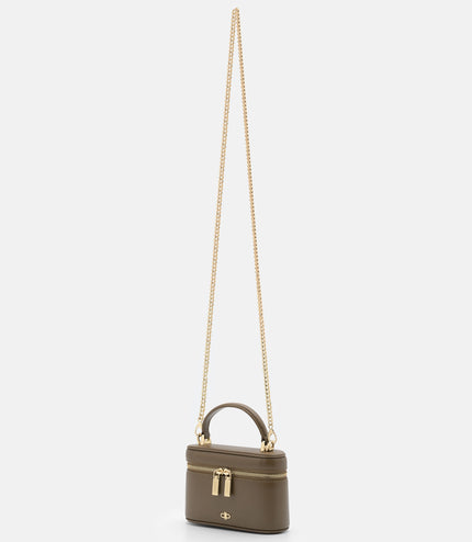 Ari Leather Vanity Case - Dark Taupe