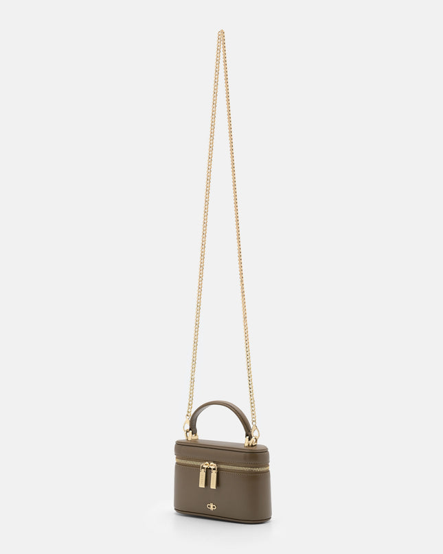 Ari Leather Vanity Case - Dark Taupe