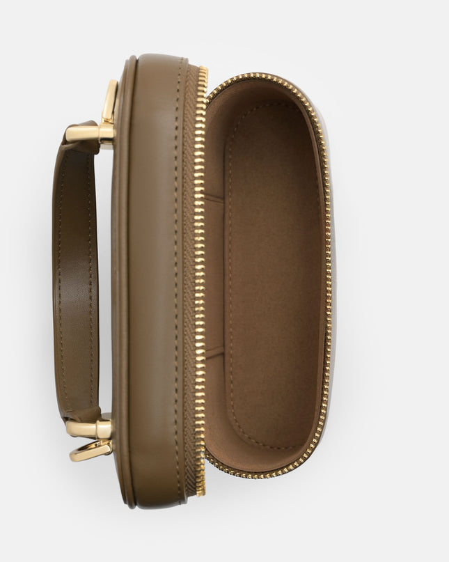 Ari Leather Vanity Case - Dark Taupe