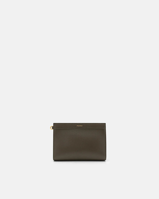 Mini Leather Zip Pouch - Dark Olive
