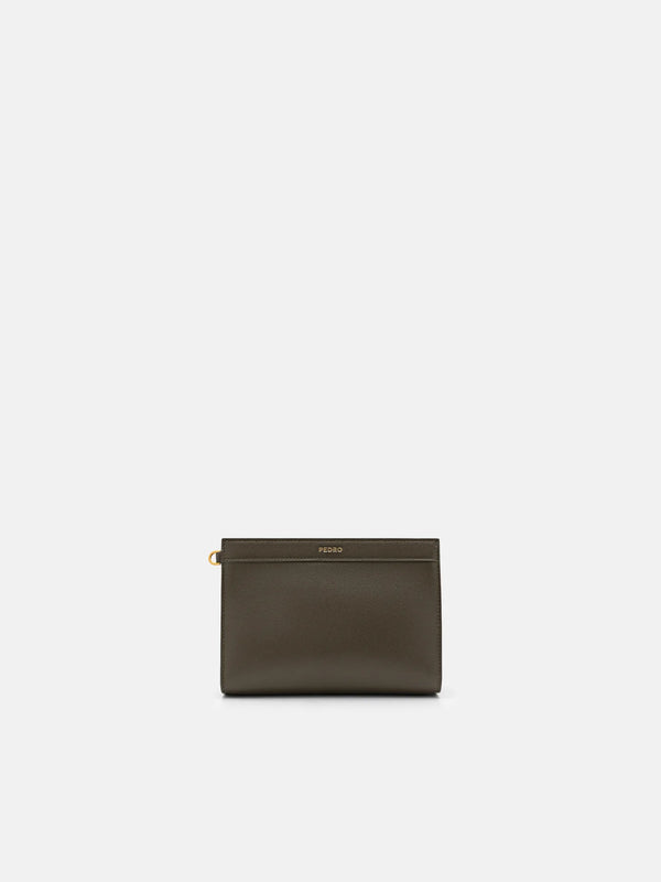 Mini Leather Zip Pouch - Dark Olive