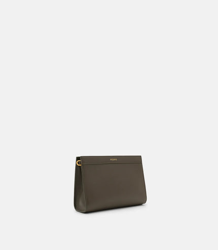 Mini Leather Zip Pouch - Dark Olive