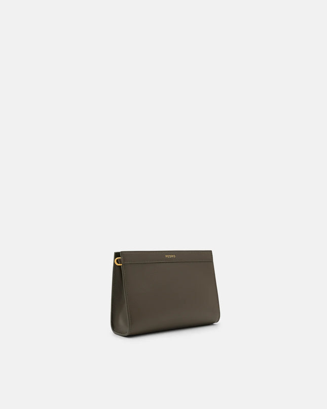 Mini Leather Zip Pouch - Dark Olive